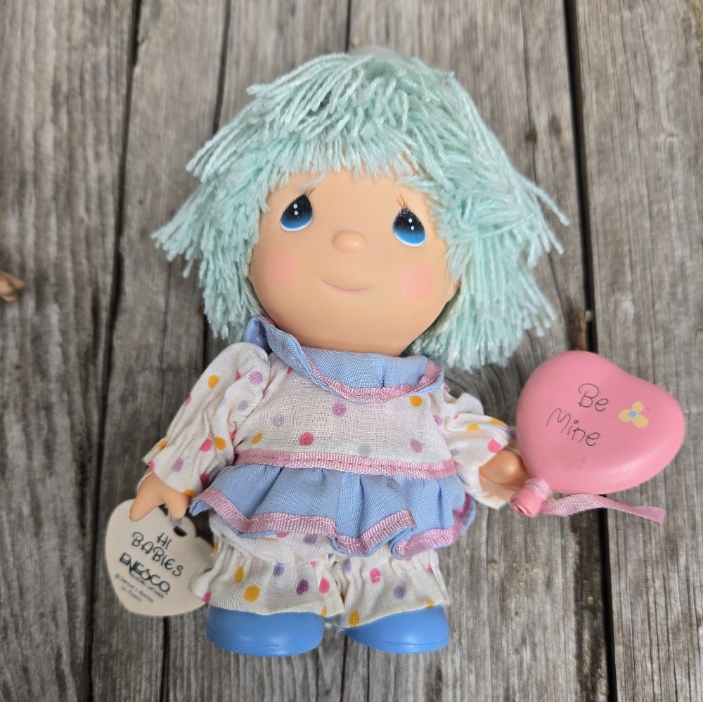 Vtg 80s Precious Moments Hi Babies Doll Be Mine Enesco Balloon